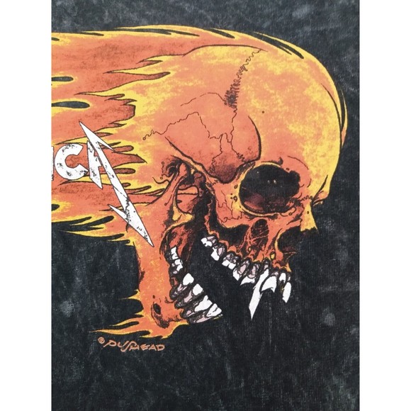 Metallica Punk Rock Metal Band Pushead Flaming Skull Dark Shirt 2020 S M - Picture 6 of 8